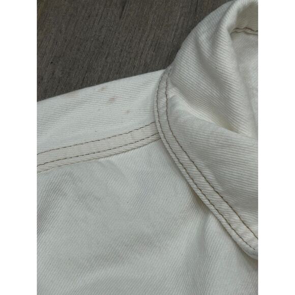 Madewell Women's Collared Button Up Crop Denim Jacket In Tile White Size Small - Picture 3 of 8